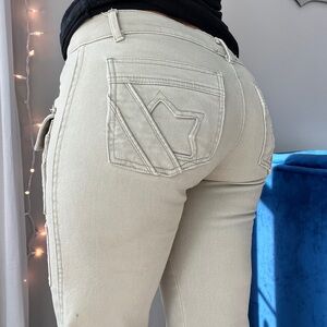 2000s low waisted bootcut tan star jeans cargo style